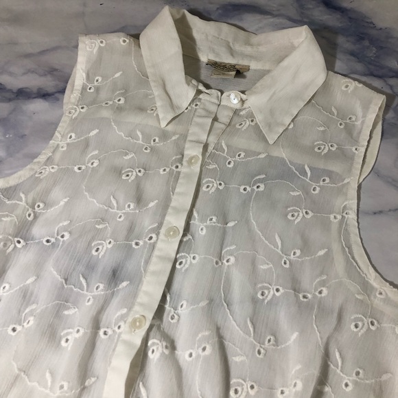 Lucky Brand Sheer White Eyelet Lace Tank Top - Picture 2 of 5